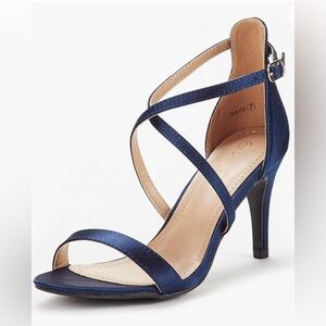 DREAM PAIRS Women's DOLCE Fashion Stilettos Open Toe Pump Heel Sandals in Navy.